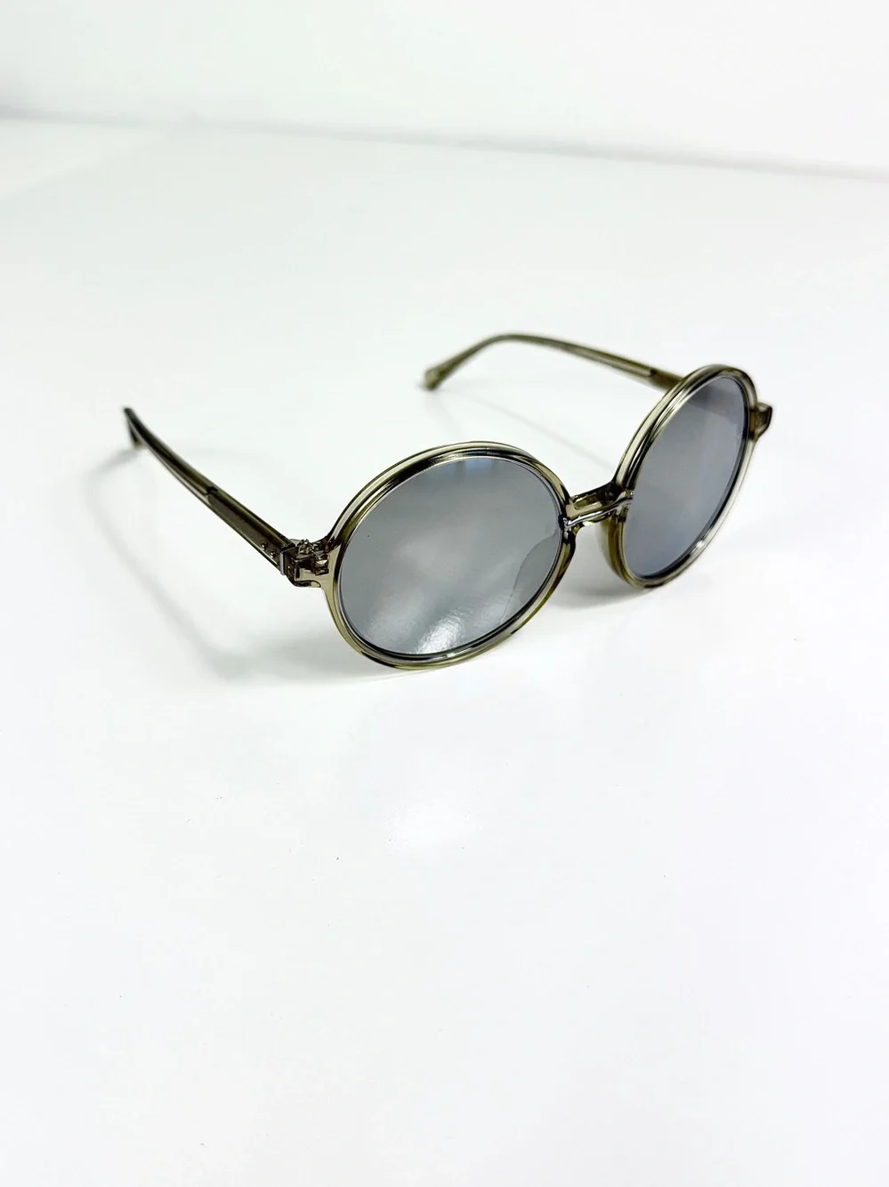 Linda Farrow LFL650 Oversized Round Sunglasses White Gold Titanium Full Set